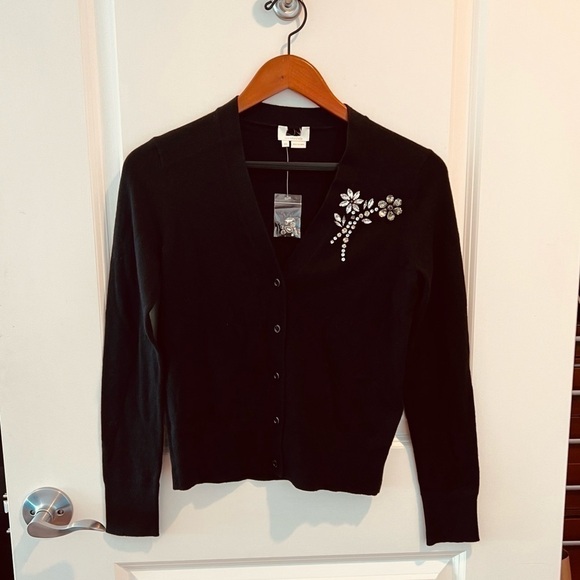 Kate Spade Black Embellished Brooch Cardigan Size XS - Picture 5 of 14